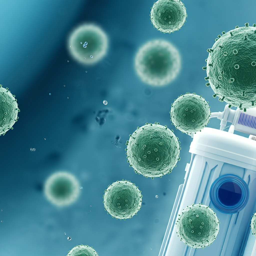 Microscopic view of contaminants like bacteria, viruses, and heavy metals that can be removed by reverse osmosis