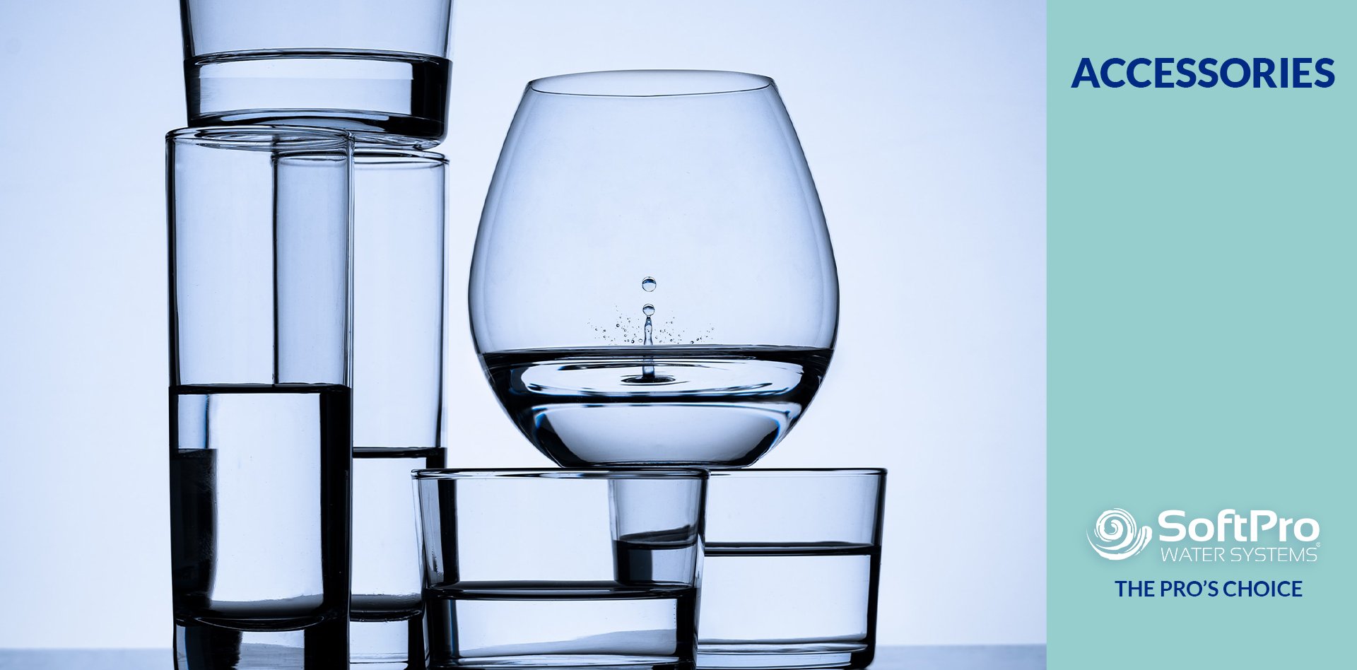 Glass of softened and filtered water