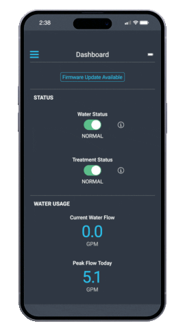 Drop Water Damage Prevention System - Phone App Screen