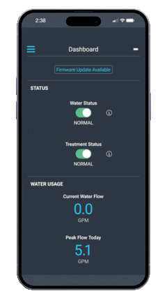 Drop Water Damage Prevention System - Phone App Screen
