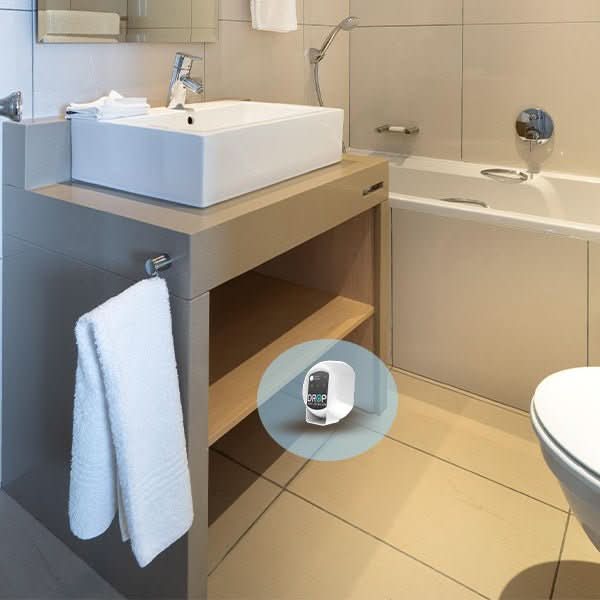 Bathroom with Drop Water Damage Prevention System